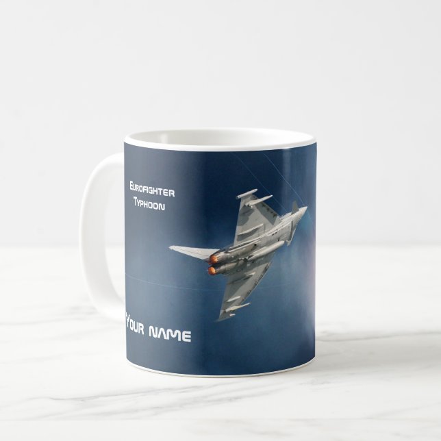Eurofighter Typhoon, mörk himmel, ditt namn Kaffemugg (Framsida vänster)