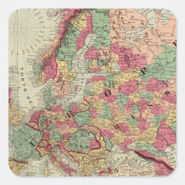Europa 15 fyrkantigt klistermärke (Framsida)