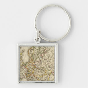 Europa 1789 fyrkantig silverfärgad nyckelring