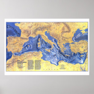 "Europa: 1982 den medelhavs- SEAFLOORkartan… Poster