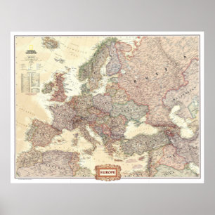 " Europa: 2008/heute - Detaillierte Landkarte Poster