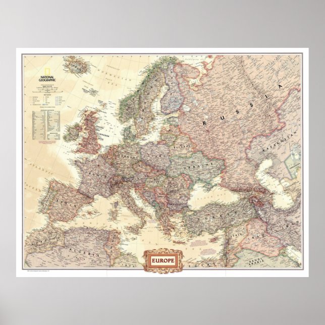 " Europa: 2008/heute - Detaillierte Landkarte Poster (Framsidan)