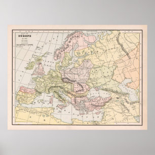 Europa 800 AD Karta (1901) Poster