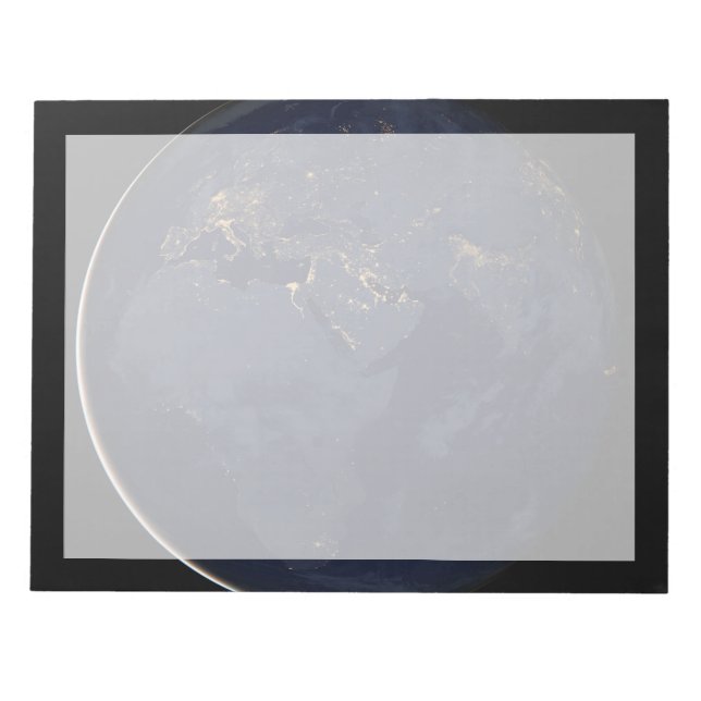 Europa, Afrika och Mellan östern City Ljus i natt Anteckningsblock (Framsida)