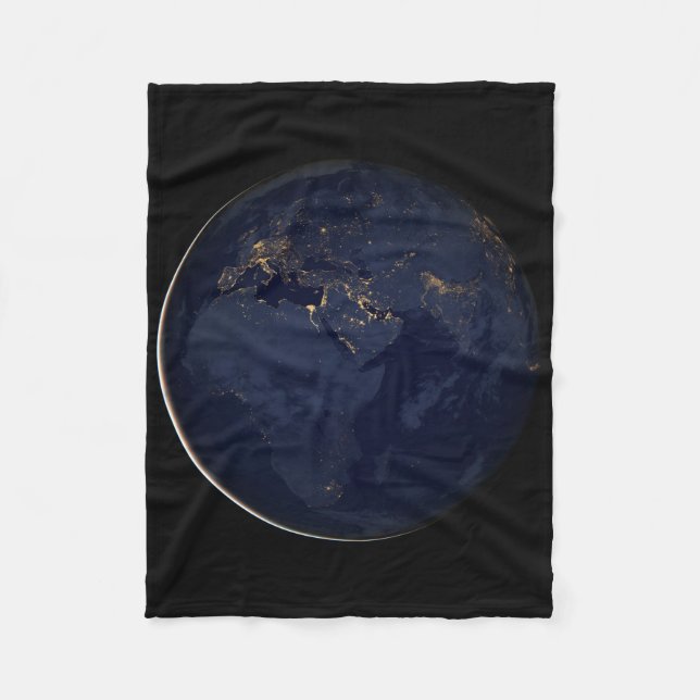 Europa, Afrika och Mellan östern City Ljus i natt Fleecefilt (Framsidan)