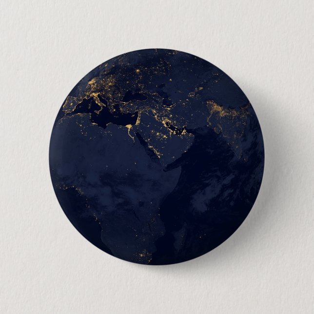 Europa, Afrika och Mellan östern City Ljus i natt Knapp (Framsida)