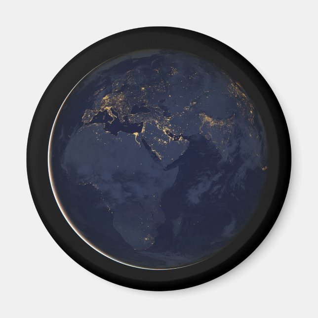 Europa, Afrika och Mellan östern City Ljus i natt Magnet (Framsidan)