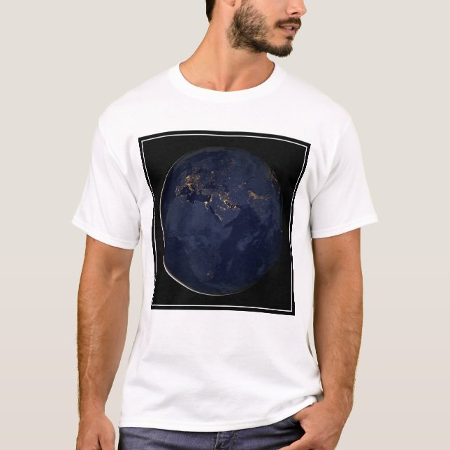 Europa, Afrika och Mellan östern City Ljus i natt T Shirt (Framsida)