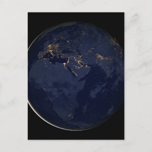 Europa, Afrika och Mellan östern City Ljus i natt Vykort