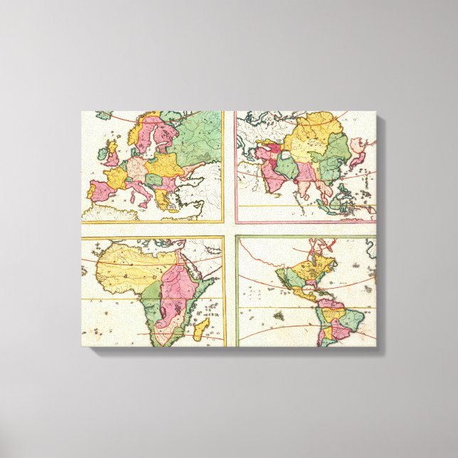 Europa, Asien, Afrika, Amerika Canvastryck (Framsida)