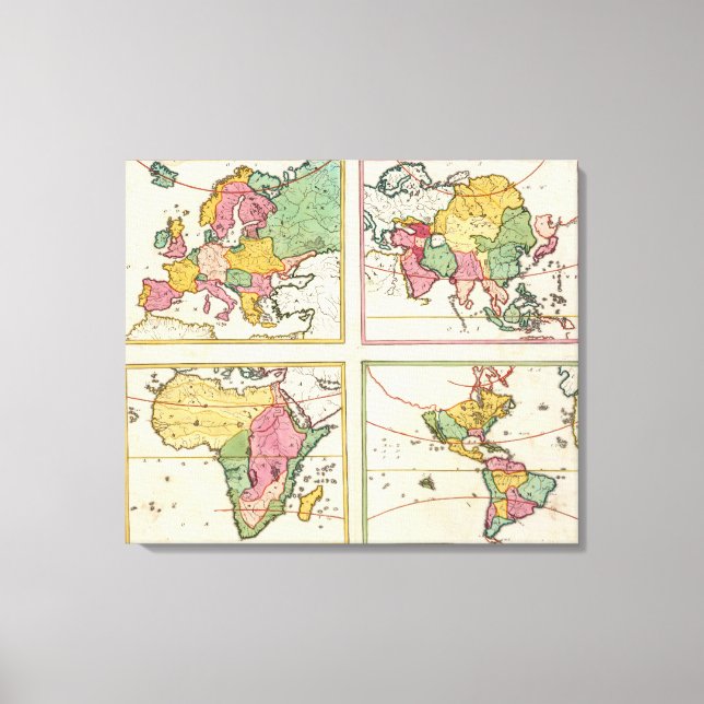 Europa, Asien, Afrika, Amerika Canvastryck (Framsida)