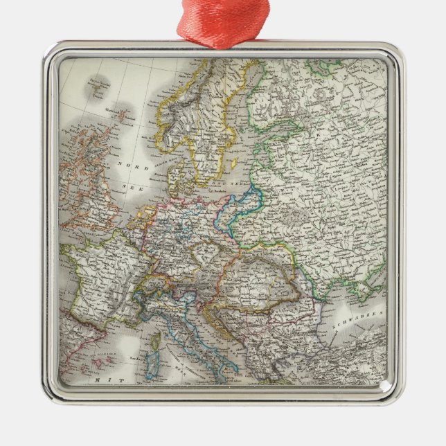 Europa Atlas Karta Julgransprydnad Metall (Framsidan)