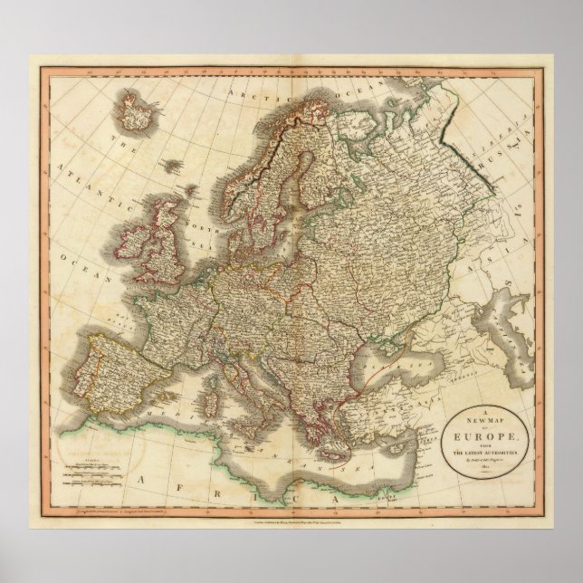 Europa Atlas Karta Poster (Framsidan)