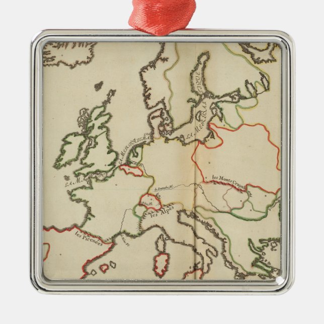 Europa, berg och floder julgransprydnad metall (Framsidan)