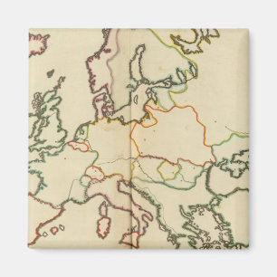Europa, bergsområden och floder magnet