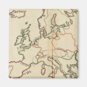 Europa, bergsområden och floder magnet