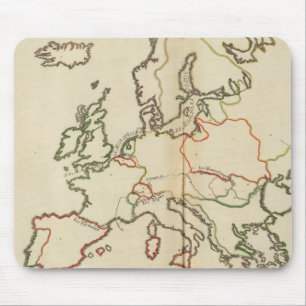 Europa, bergsområden och floder musmatta