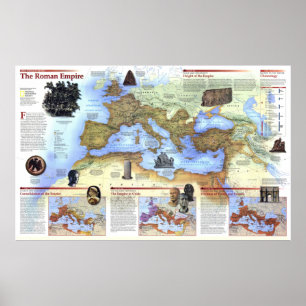 " Europa: Detaljerad Roman Empire History karta .. Poster