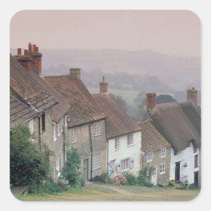 Europa, England, Dorset, Gold Hill, Shaftesbury. Fyrkantigt Klistermärke