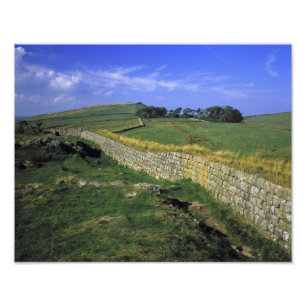 Europa, England, Hadrianus mur. Stenarna av Fototryck