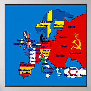 Europa enligt amerikanska Karta Poster