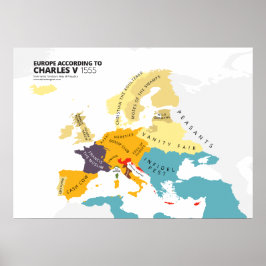 Europa Enligt Charles V, Heliga Roman Emperor Poster