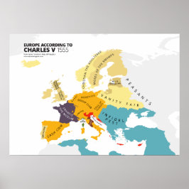Europa Enligt Charles V, Heliga Roman Emperor Poster