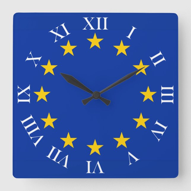 Europa Fahne Fyrkantig Klocka (Framsida)