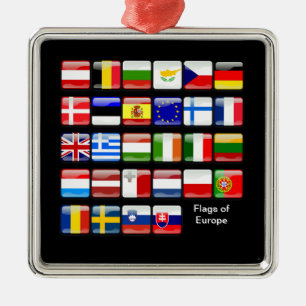 Europa: Flaggor i Europa Julgransprydnad Metall