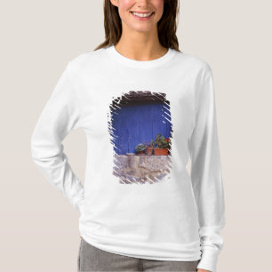 Europa, Frankrike, Cereste. En blå dörr tillför fä T Shirt