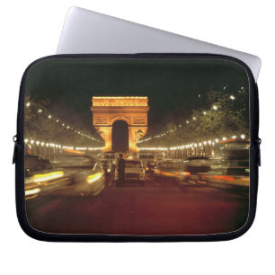 Europa, Frankrike, Paris. Kvällstrafik rusar Laptop Sleeve
