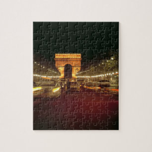 Europa, Frankrike, Paris. Kvällstrafik rusar Pussel