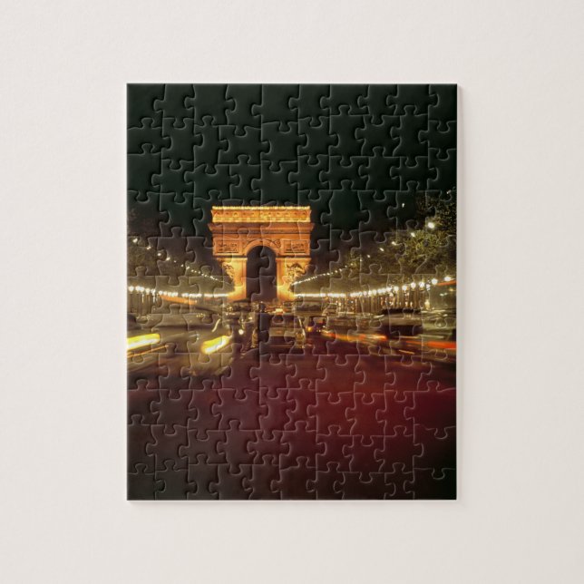 Europa, Frankrike, Paris. Kvällstrafik rusar Pussel (Vertikal)