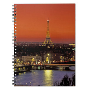 Europa, Frankrike, Paris. Solnedgångsutsikt över E Anteckningsbok