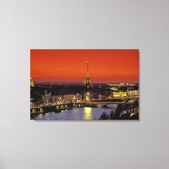Europa, Frankrike, Paris. Solnedgångsutsikt över E Canvastryck (Framsida)