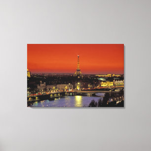 Europa, Frankrike, Paris. Solnedgångsutsikt över E Canvastryck