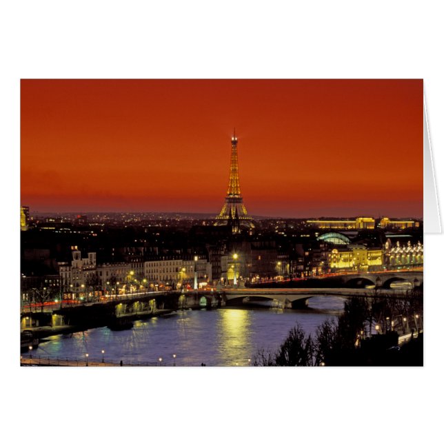 Europa, Frankrike, Paris. Solnedgångsutsikt över E Hälsningskort (Framsidan Horizontal)