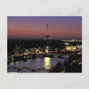 Europa, Frankrike, Paris, Solnedgångsutsikt över E Vykort