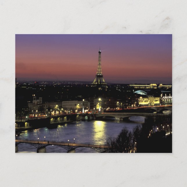 Europa, Frankrike, Paris, Solnedgångsutsikt över E Vykort (Framsida)