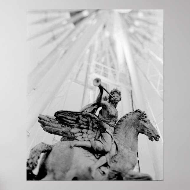 Europa, Frankrike, Paris. Statue and Ferris Wheel, Poster (Framsidan)