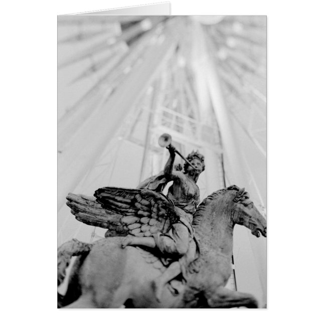 Europa, Frankrike, Paris. Staty och Pariserhjulet, Hälsningskort (Framsidan)