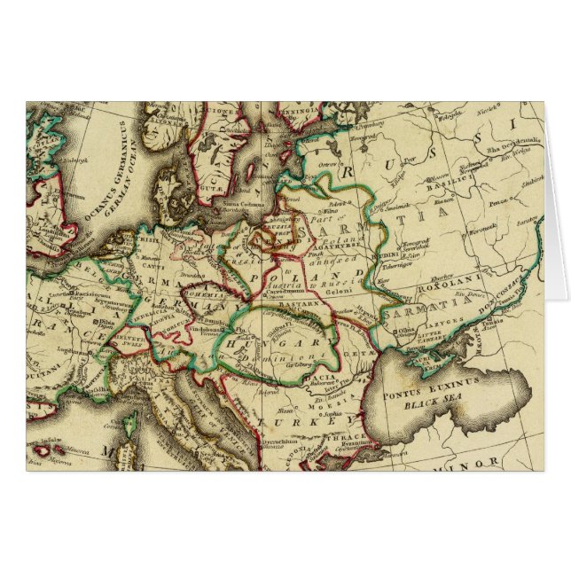 Europa gammalt, modernt hälsningskort (Framsidan Horizontal)