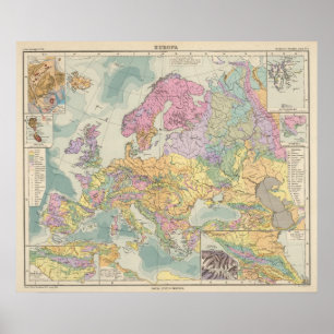 Europa - Geologic karta av Europa Poster