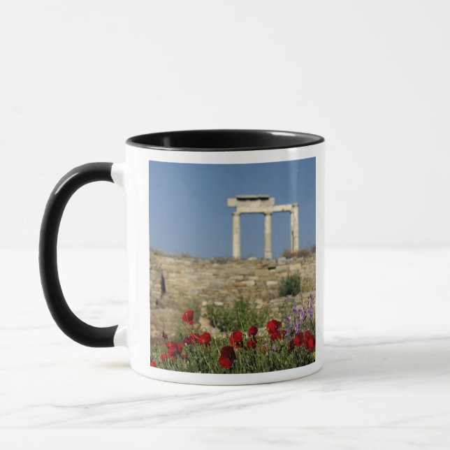 Europa, Grekland, Kykladerna, Delos. Kolonnruiner. Mugg (Vänster)