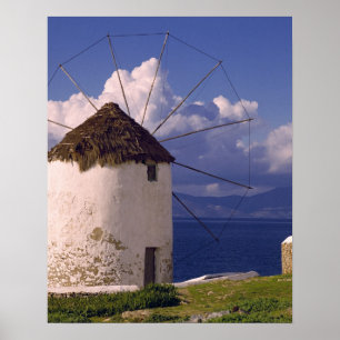 Europa, Grekland, Mykonos. En slående vit Poster