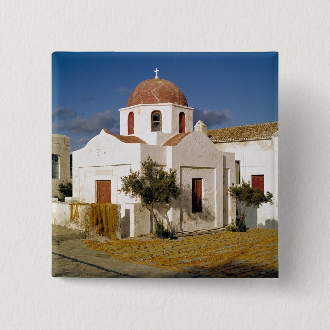 Europa, Grekland, Mykonos. Fisknät torkar på Knapp (Framsida)