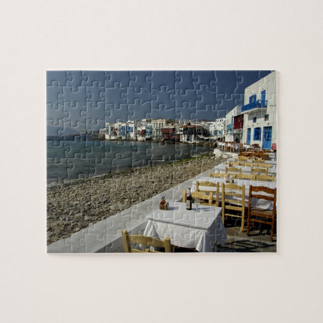 Europa, Grekland, Mykonos. Utsikter över havet Pussel (Horisontell)