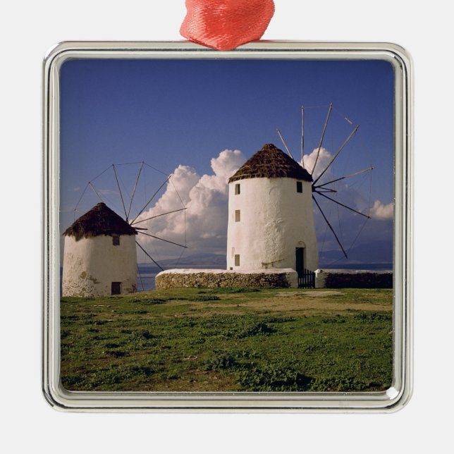 Europa, Grekland, Mykonos. Vit tvättat Julgransprydnad Metall (Framsidan)