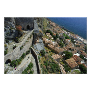 Europa, Grekland, Peloponnesos, Monemvasia Fototryck