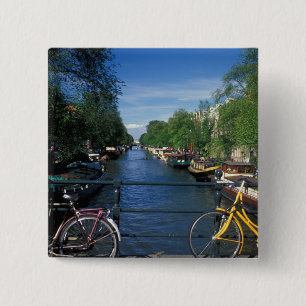 Europa, Holland, Amsterdam, gul cykel och Knapp